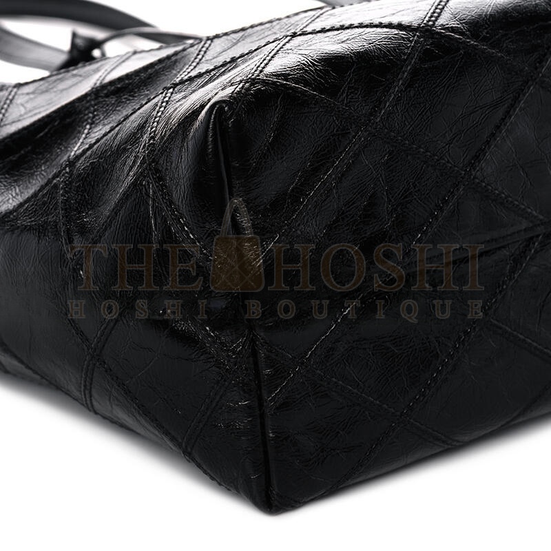 Y51 EAST WEST SHOPPING TOTE QUILTED CRINKLED GLOSSED-LEATHER 394195939309 (38*28*13cm) Master Quality